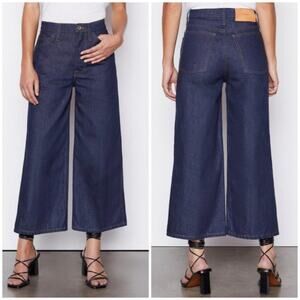 NWT Frame Le Italien Wide Leg Crop Jeans 24 blue dark rinse